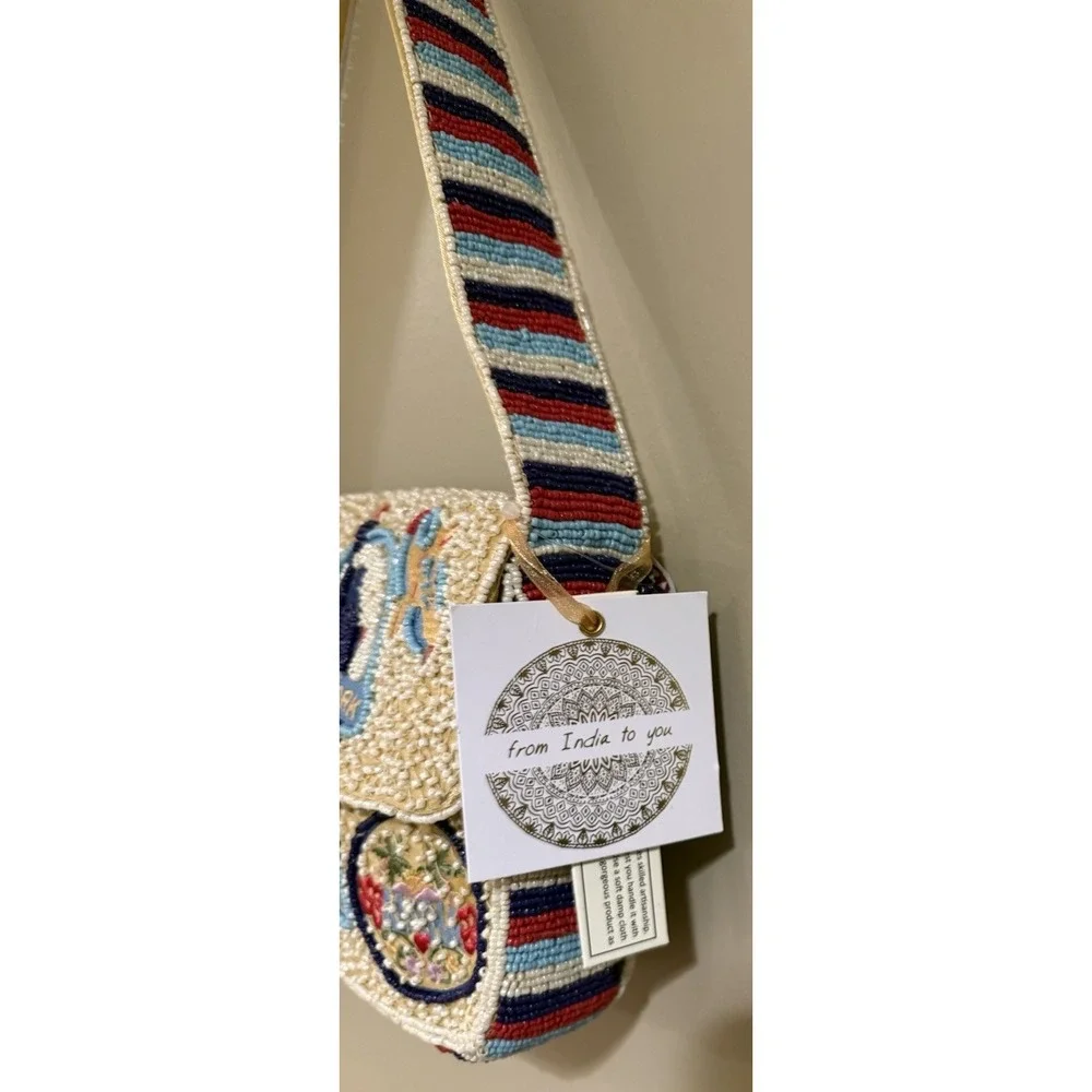 Hand Made in India Beaded Travel Adventure NEW YORK ROUTE 66 Shoulder Bag